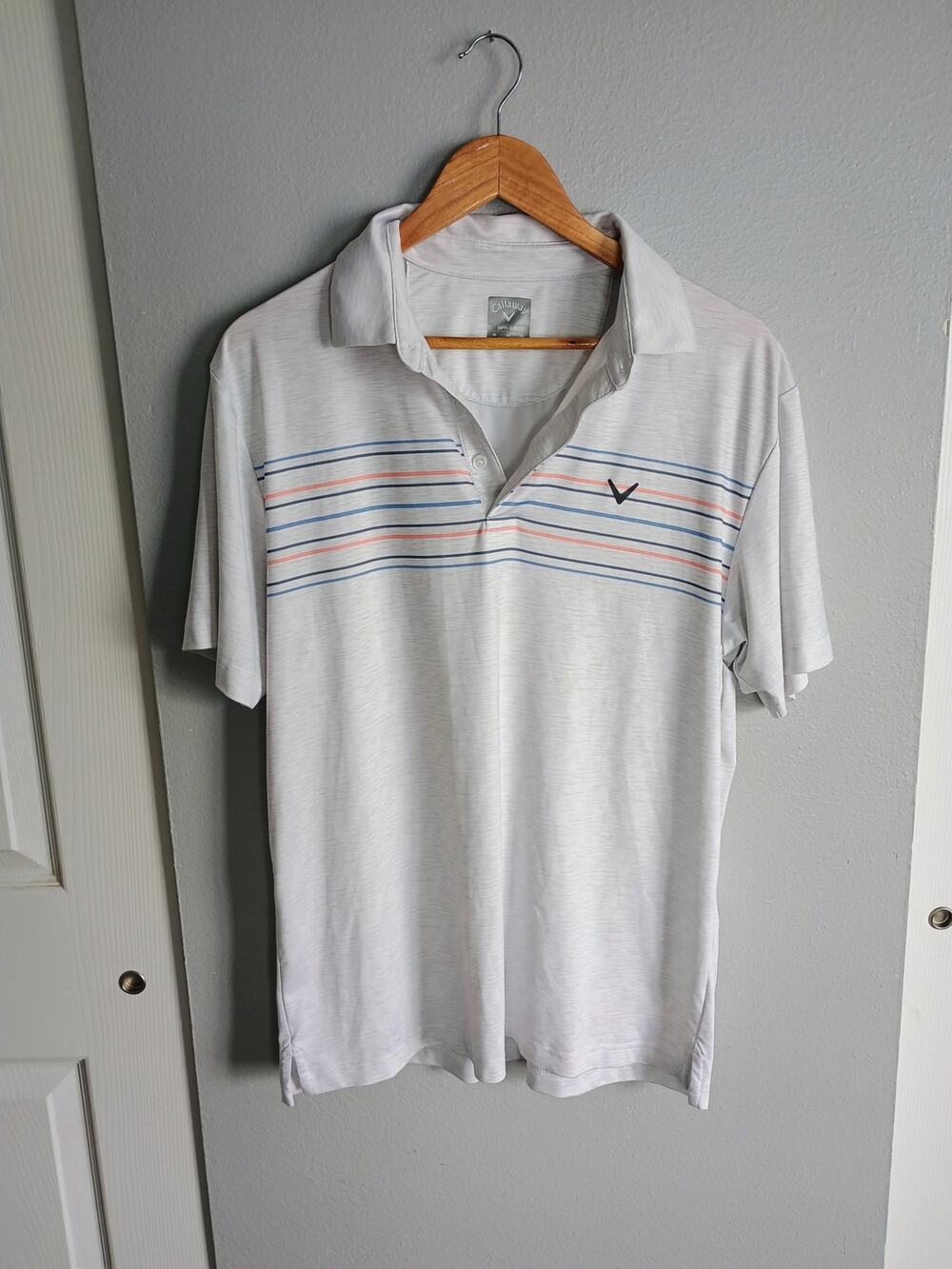 Callaway golf shirt Polo optidri medium white striped comfortable athletic sport